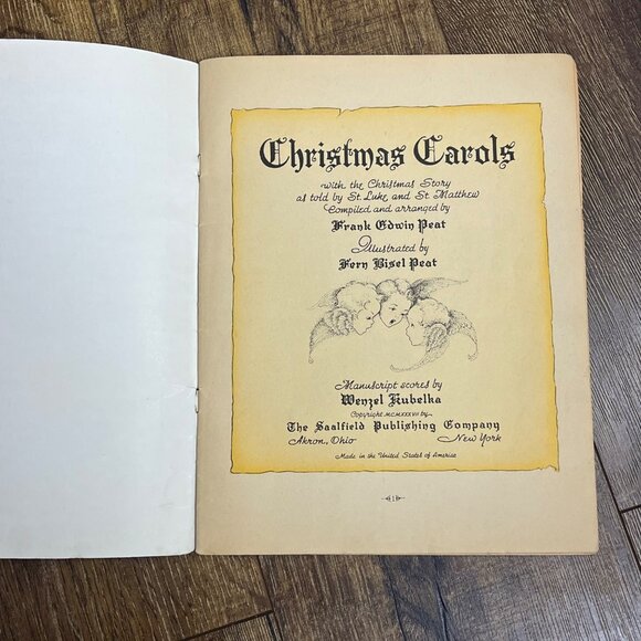 Illustrated Children's Christmas Carols Book Hardcover Vintage 1937 - Picture 2 of 6